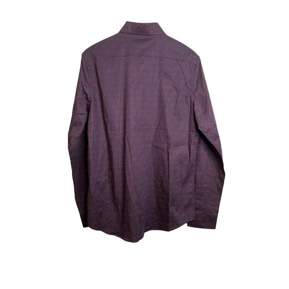 DKNY Garnet Woven Shirt Mens Size Medium Purple Red Letters